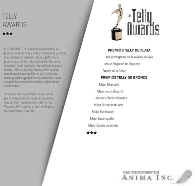 13/ Did I mention...Anima Inc., a  #NXIVM company... - WON 10 Telly Awards, & was NOMINATED for 3 Emmys??? - Opening Ceremony of the Central American & Caribbean Games Veracruz 2014 - Broadcast on ESPN- 150 million viewersWhere was *THIS* info in our  #NXIVM news coverage?