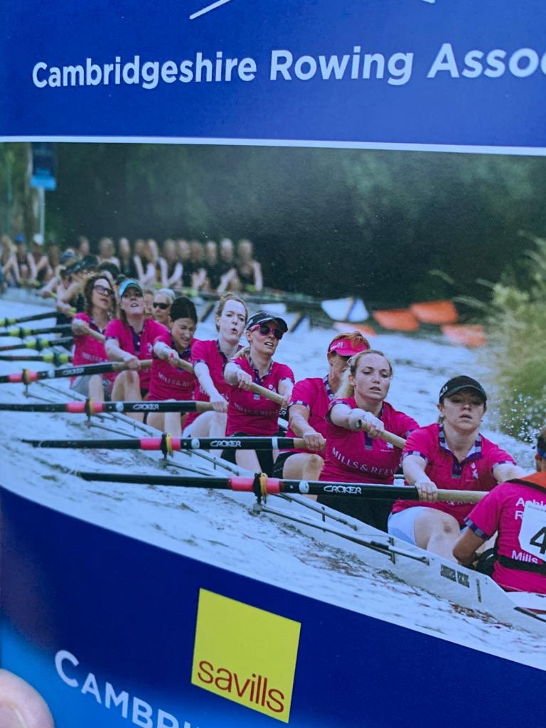 mortimermandr's tweet photo. Lovely to see @MillsandReeve #Cambridge women’s boat featuring on the cover of @CRABumps programme. And a good start for #TownBumps with a bump up for the women. Less good for the men...down one. https://t.co/EDhL3KFzT4