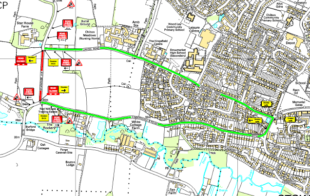 Suff_highways's tweet photo. Starhouse Lane, #Onehouse is currently closed for emergency gulley works. The closure will remain in place until 3.30pm today, please follow the diversion. #SuffolkRepairs https://t.co/FXKzBhD6lC
