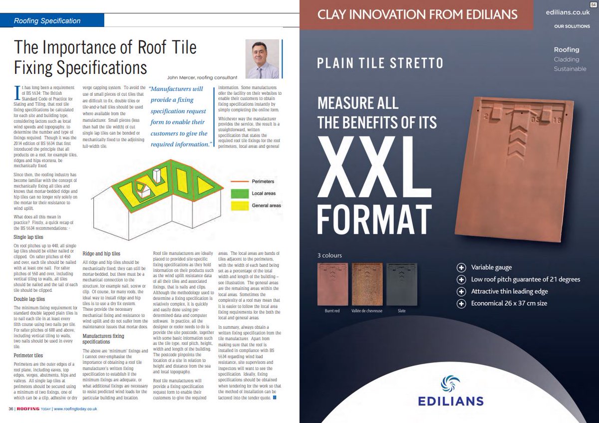 RoofingToday's tweet photo. “#Manufacturers will provide a fixing #specification request form to enable their customers to give the required information.”- @Johnmercer3 talks the importance of #roof tile fixing specifications. https://t.co/Tiv9sveTNu #RTJulyEd #Pg36 https://t.co/DrejzX5Zkw