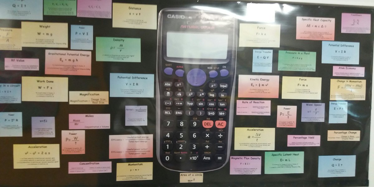 CMA_science's tweet photo. Who says learning has to take place just in classrooms.
Our new #PhysicsEquations corridor display will engage our learners to learn and remember these important equations.
How many can you recall?
#Science
@CedarMountHigh
@IOPTeaching https://t.co/s32BFxMC8c