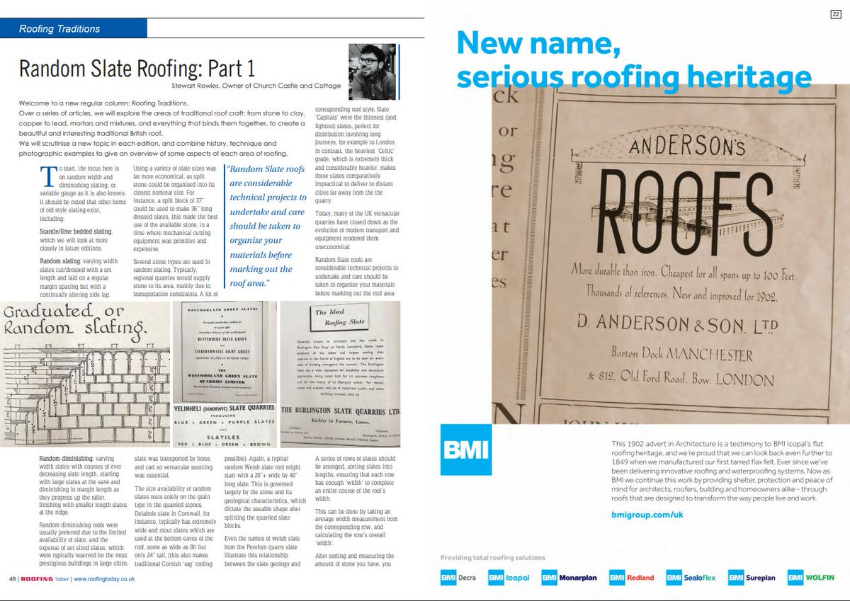 RoofingToday's tweet photo. Over a series of editions, #Roofing Today will be #exploring areas of #traditional #roof craft with Stewart Rowles, Owner of @and_cottage. In the #RTJulyEd we discuss random slate #roofing. Read more here: https://t.co/Tiv9sveTNu #Pg48 https://t.co/MNjlnyOo36
