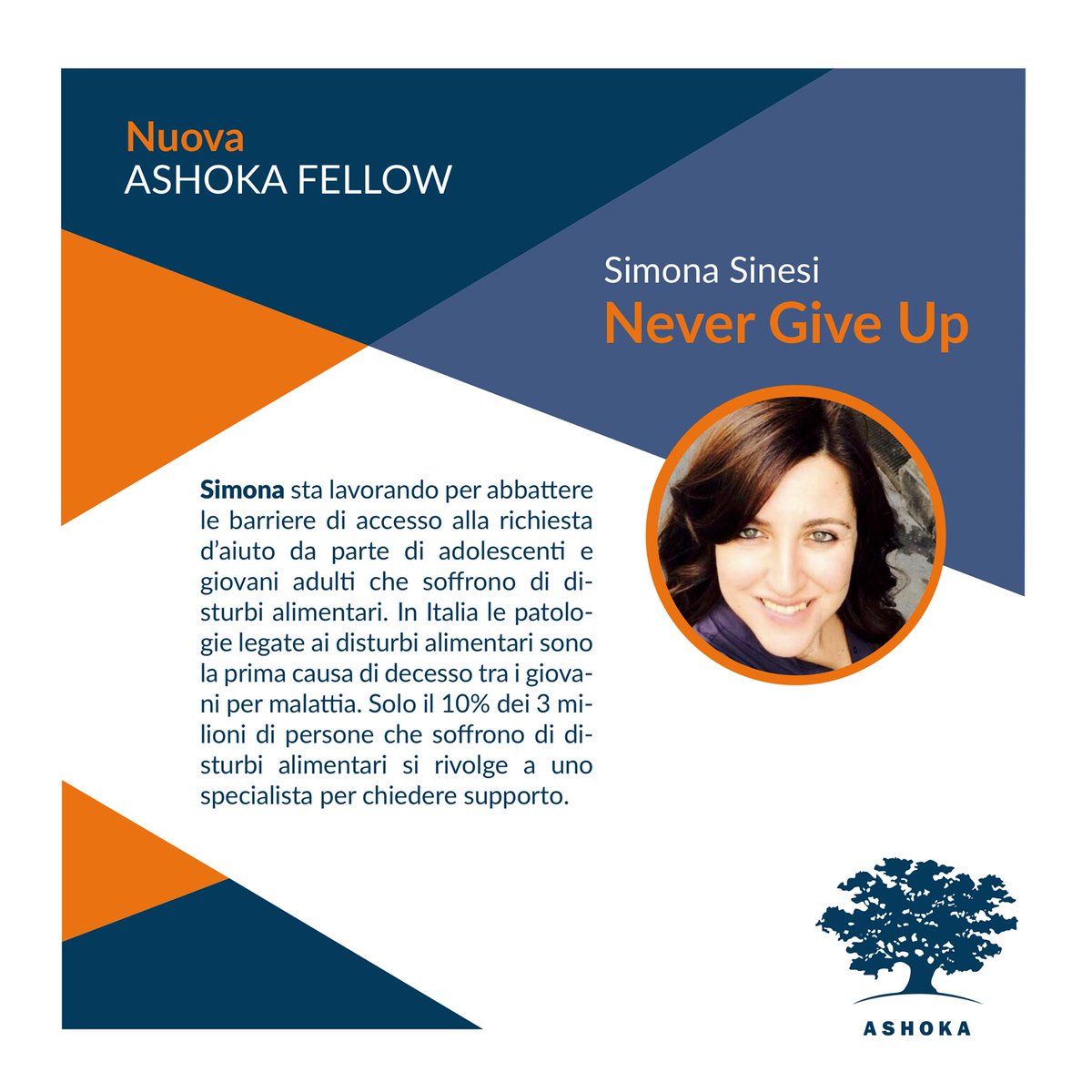 NEVERGIVEUPIT's tweet photo. Good news!
Simona Sinesi - Vice Presidente e Direttore Comunicazione e sviluppo di NEVER GIVE UP è stata nominata Ashoka Fellow da @Ashoka - la più grande rete di imprenditori sociali innovativi al mondo.
#nevergiveup #nonarrenderti @AshokaItaly https://t.co/wNevXmkoOW