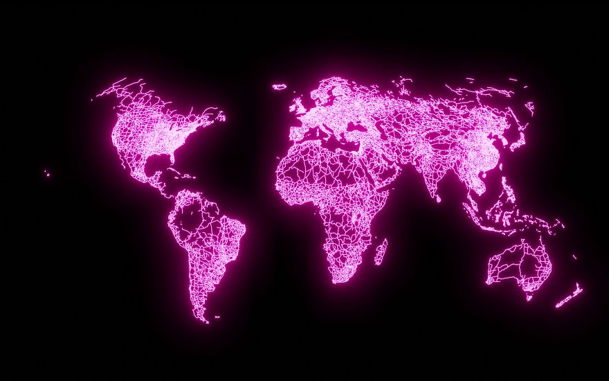 Uncle_Benz_'s tweet photo. Voici le monde connecté : 
⚛️ : les routes du monde 
🔴 : les aéroports 
🔵 : les ports 
🦠 : les rails https://t.co/d8egsZopjq