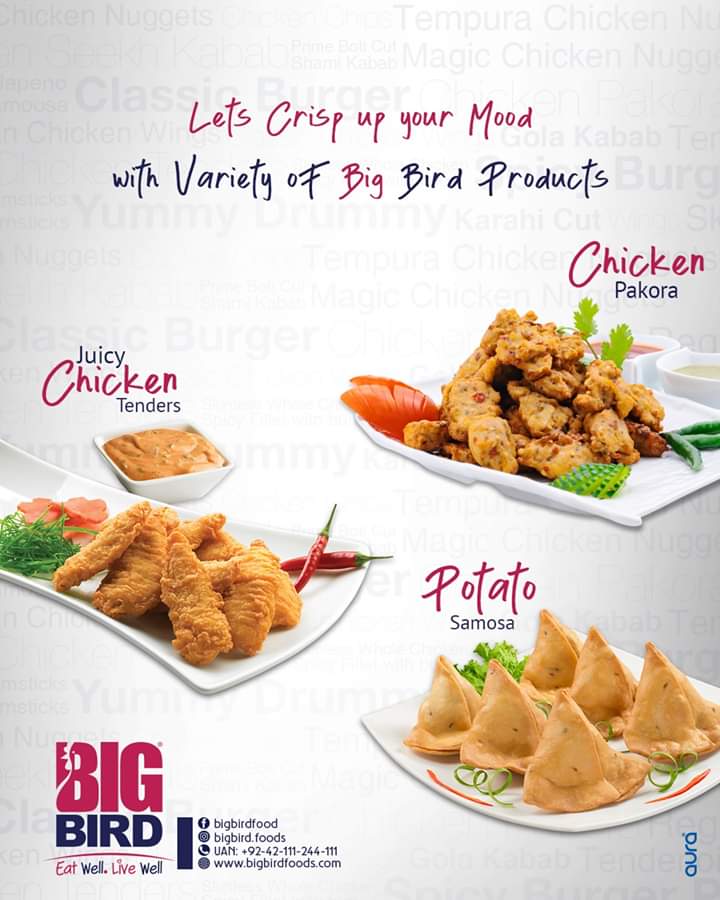 bigbirdfoods's tweet photo. Are you craving for something fried, crunchy and hot in this cool Rainy season? 
Try our mouth watering Big Bird products and enjoy every moment of this Rainy season.

#BigBirdFoods #foodies #healthyfoods #enjoy #visitnow #ChickenPakora #JuicyChickenTenders #PotatoSamosa #rain https://t.co/GSVHHKZErM