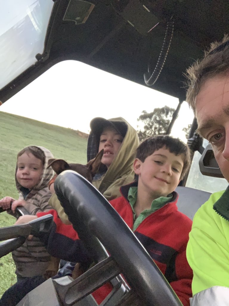 gewarbo's tweet photo. I recon I did alright this morning. All 3 boys dressed,fed breakfast and ready to go lamb marking by 6.30. Fark it was cold but they wouldn’t let me go without them 👌🙌👍 https://t.co/gFqV6BTimC