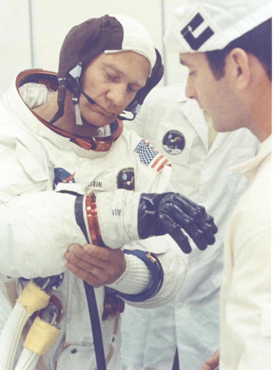 50 years ago today, in the early morning hours, Neil Armstrong, Michael Collins, and Buzz Aldrin suited up, with the assistance of a spacesuit technician, in preparation for their historic journey to the Moon: s.si.edu/2ShSJMQ #Apollo50 #Apollo11