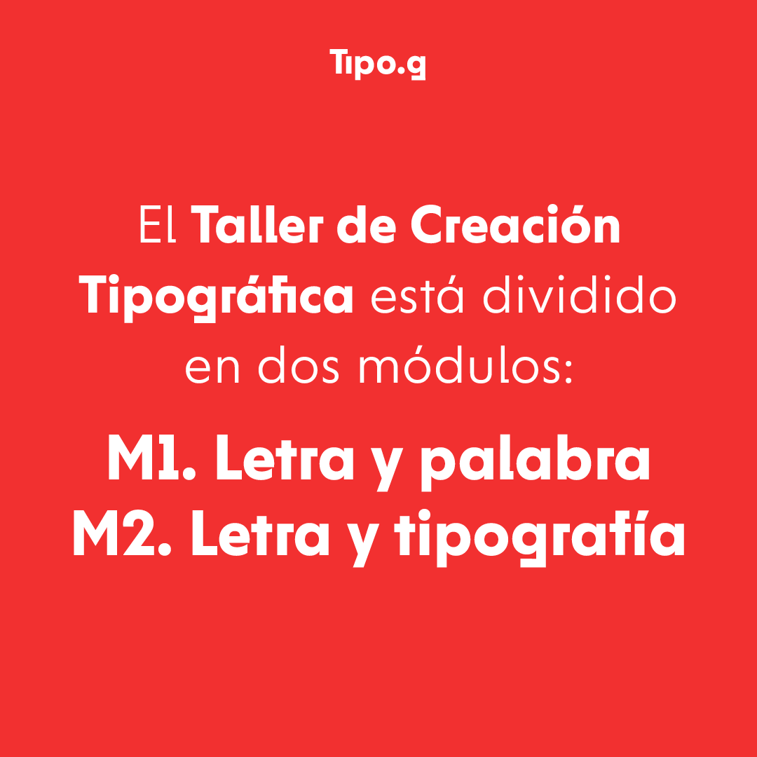 escuela_tipo_g's tweet photo. ¡Escoge la fórmula que te vaya mejor! Puedes realizar cualquiera de los dos módulos por separado o haciendo el M1 + M2 y concluir el Taller completo. 

——————

Inscripciones abiertas en https://t.co/dEssxcH5cv
¡Últimas plazas!

——————
#Tipo_g #Typography https://t.co/OEwCeJuq7e