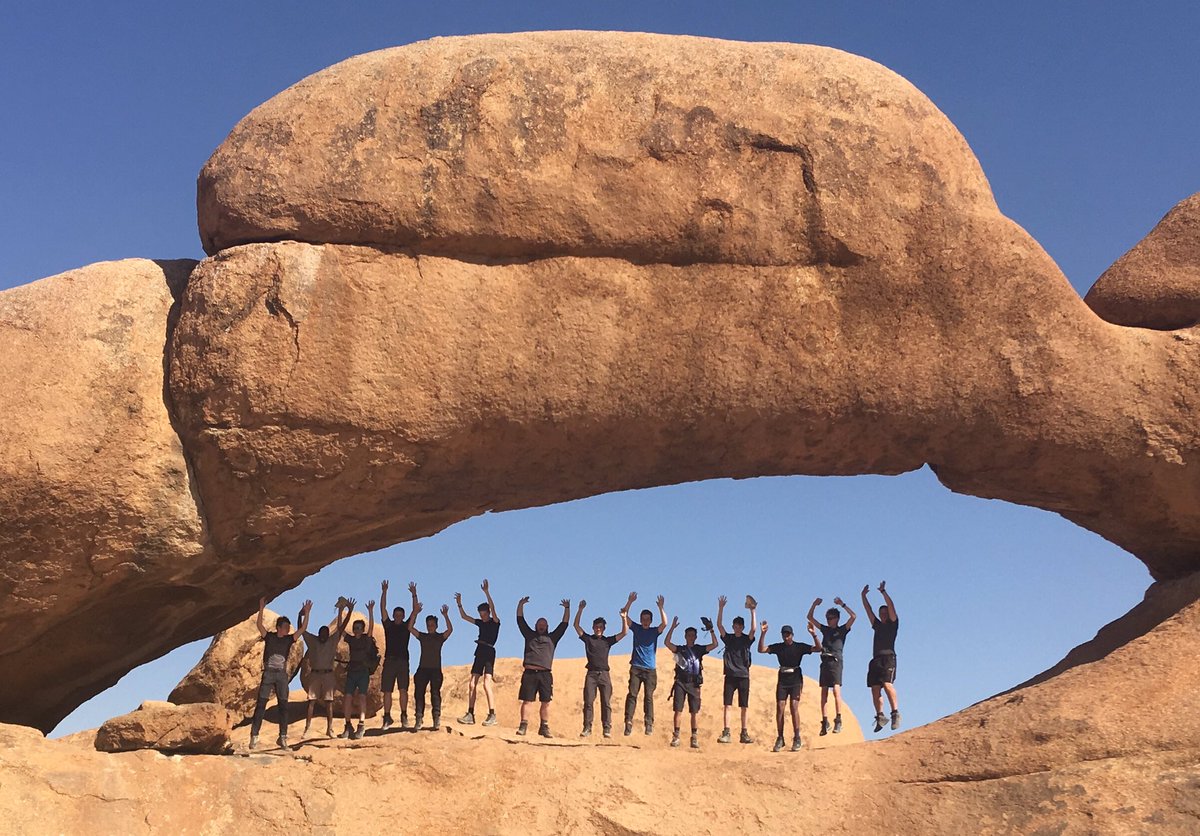 MrHeley's tweet photo. @StBirinusSchool @weareworldchall team 2 enjoying their trekking in Namibia. #Challenge #studentdevelopment #itsabithot https://t.co/ly9AOtIXOc