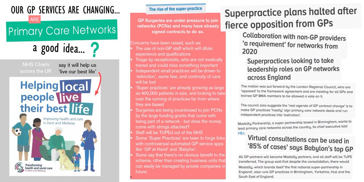 mt_cj_rams's tweet photo. What are #PCNs? Primary Care Networks are set to take over from GP surgeries as we know them. Surgeries will merge into these networks of large groupings of patients (30-50,000). But are they a good idea? #NHS #NHSchanges #familydoctor https://t.co/vIje4IVbLu