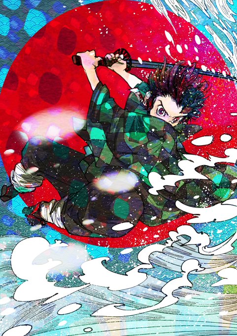 五鹿マルメさんがTwitterに投稿した竈門炭治郎(鬼滅の刃)のイラスト。