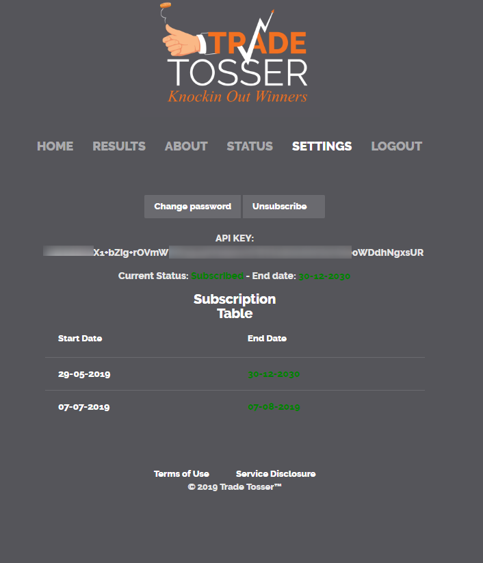 Trade Tosser On Twitter All Customers Have Their Api Key In Their - 