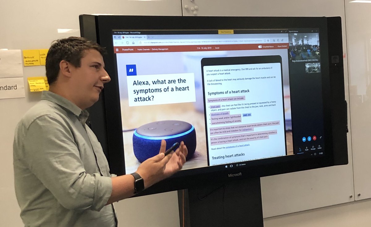 tori_tweets's tweet photo. Here is @jameslumgair presenting the #Alexa partnership with @NHSuk, which will help us learn more about writing for voice. https://t.co/a7rnG8mmcW
