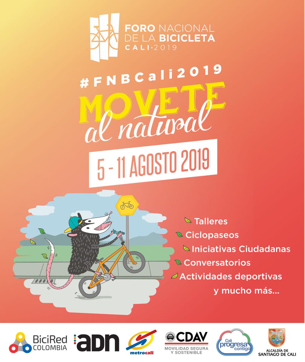 ForoNalBiciCol's tweet photo. !Oído Pueblo! Mañana estaremos presentando el Link de Inscripción al #FNBCali2019 e iremos sacando la agenda de manera paulatina. Así que pendientes de las redes a las 11:00am para que toda Colombia se entere de lo que le espera a Colombia. https://t.co/4AGbL47BYk