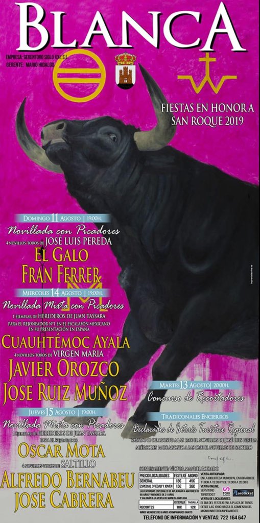 11 de agosto vuelvo a mi región , a los míos , a los de siempre ... en blanca !!! Os espero !!!!