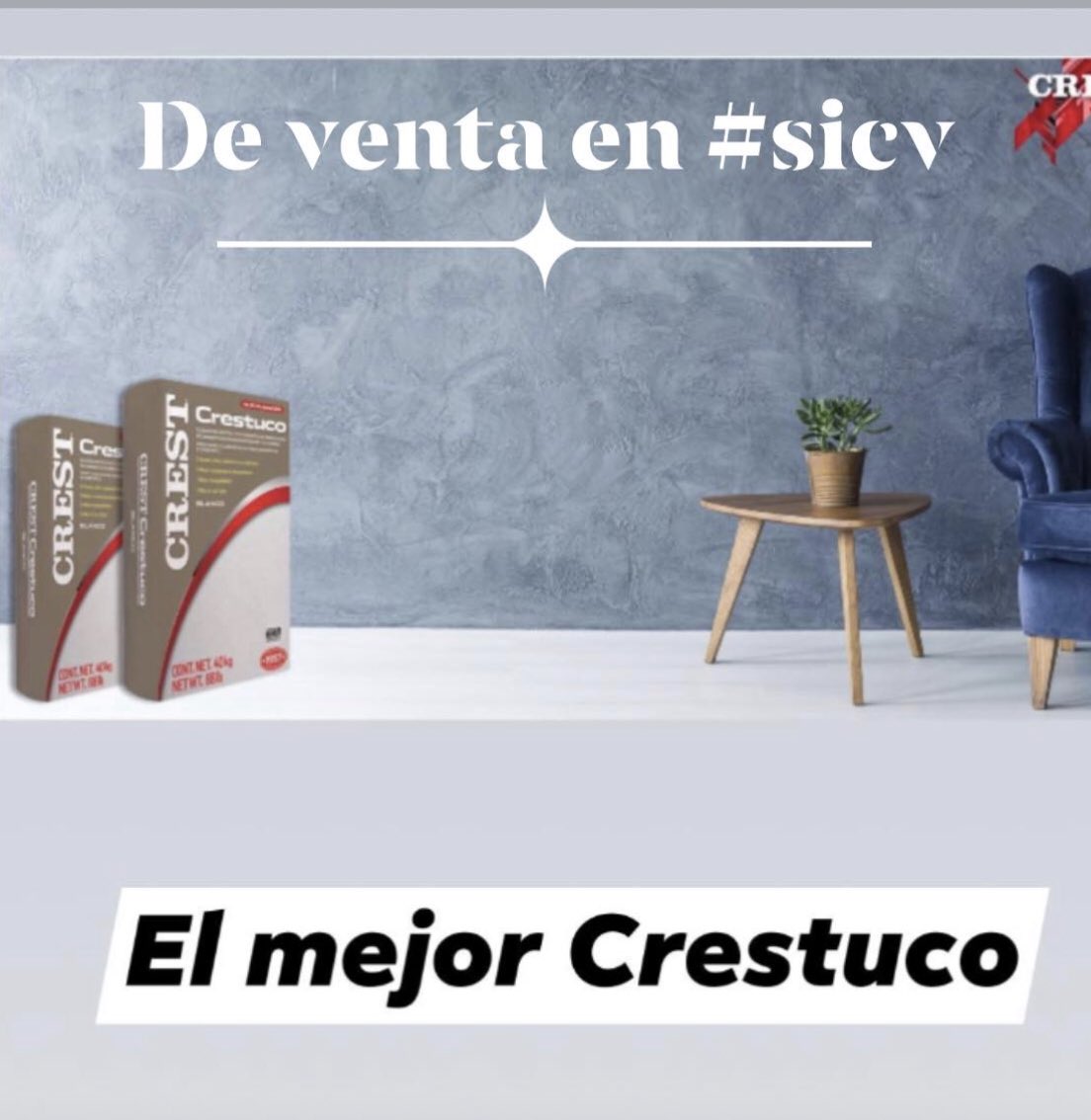 sicvdc's tweet photo. ¿El mejor estuco? Crestuco, nuestro recubrimiento base cemento para dar un acabado decorativo en muros y cielos, con excelente dureza y adherencia. #HechoenMexico #calidadCREST #CRESTcontigo de venta en #sicv https://t.co/QLraimrOMK