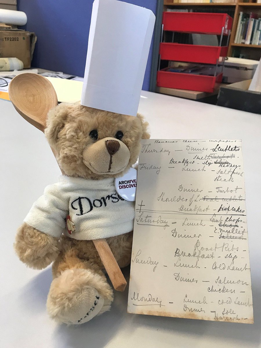 DorsetArchives's tweet photo. It's #PersonalChefDay (apparently!) #archivebear Regis is pondering a new career...

[D-BKL/H/P/1/106] #ArchiveTakeover https://t.co/PSrNMMaApN