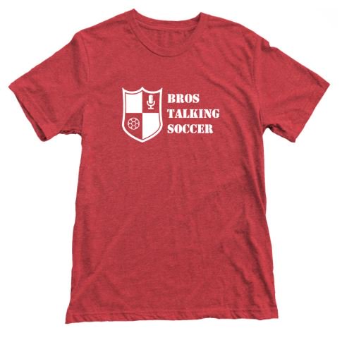 BTSoccerPod's tweet photo. We have T-Shirts for sale! $2 from every shirt sold during our 3-week sale (ends Aug 5) on @Bonfire will be donated to @OneGoalUtd. Support us &amp; an awesome charity!

- Regular, women's &amp; v-neck T's ($20): https://t.co/MBtF7pzHkG
- Triblend T's ($25): https://t.co/tOYJhIBgN2 https://t.co/Uc6EV764Rh