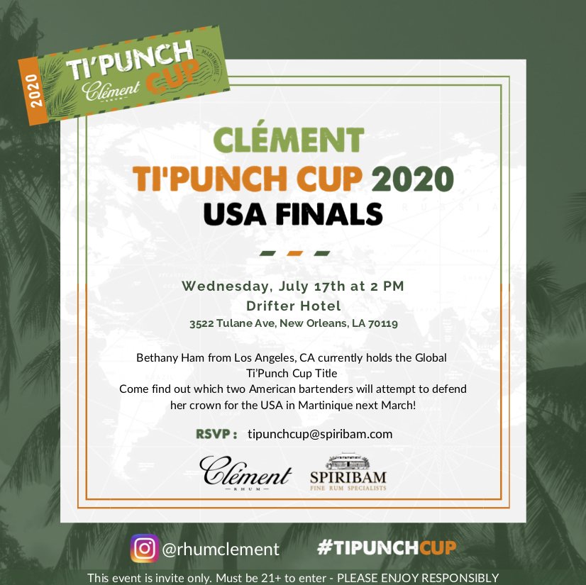 In #NOLA for <a href="/totc/">Tales of the Cocktail</a>? Swing by for the USA Finals of the #TiPunchCup with our friends <a href="/RhumClement/">Rhum Clement</a>! #TOTC #CraftCocktailsBetter #Liberandco