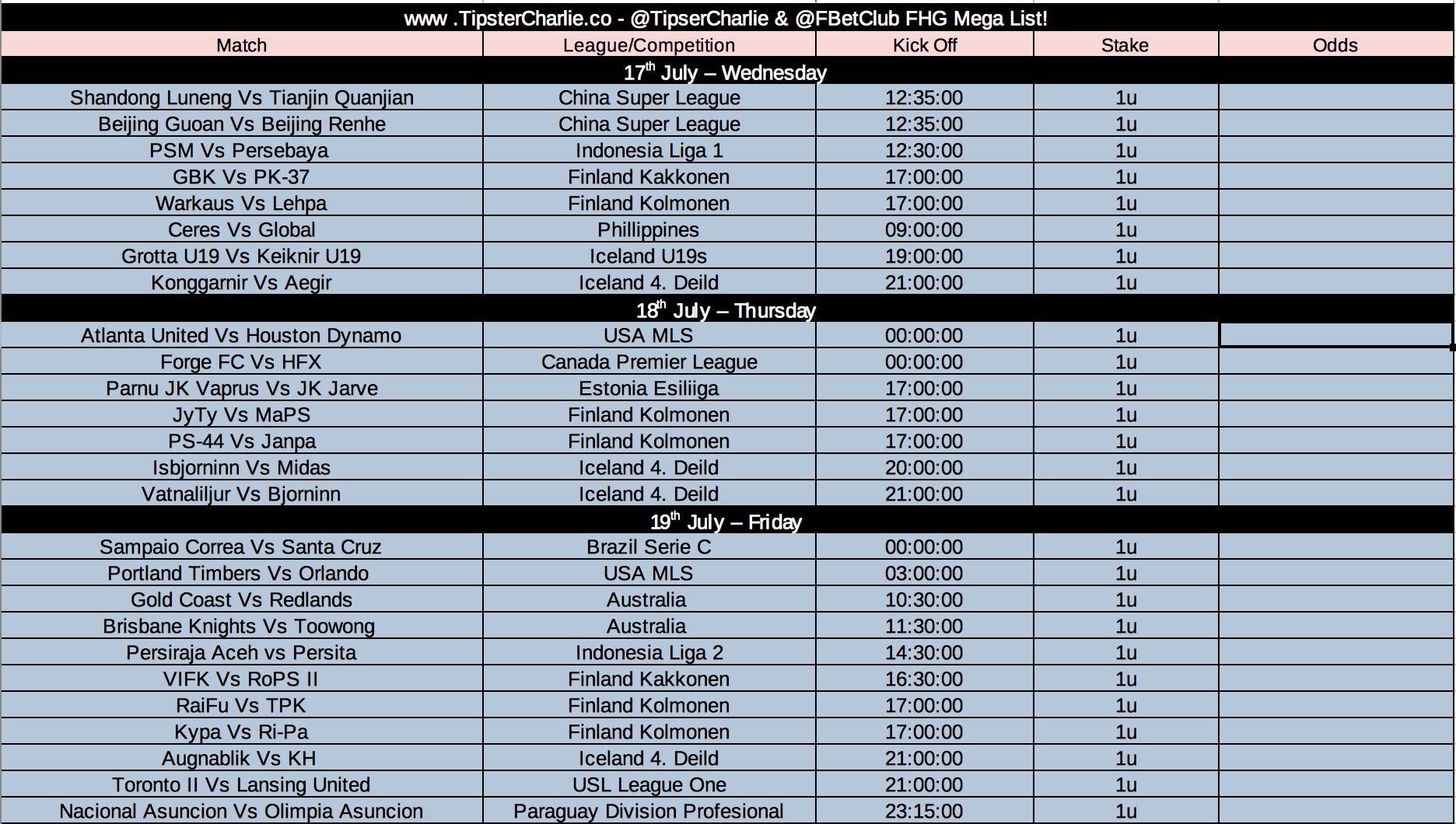 Mega list fixture today football deals