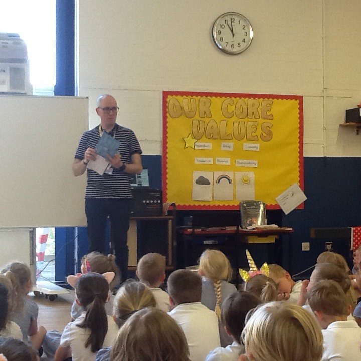NightingaleInfs's tweet photo. Today Paul came from the Taverham @NorfolkELS  and told us all about the Summer Reading Challenge. This year it has a space theme. Can you read 6 books this Summer?? I think you can! https://t.co/0nsLVHejcS