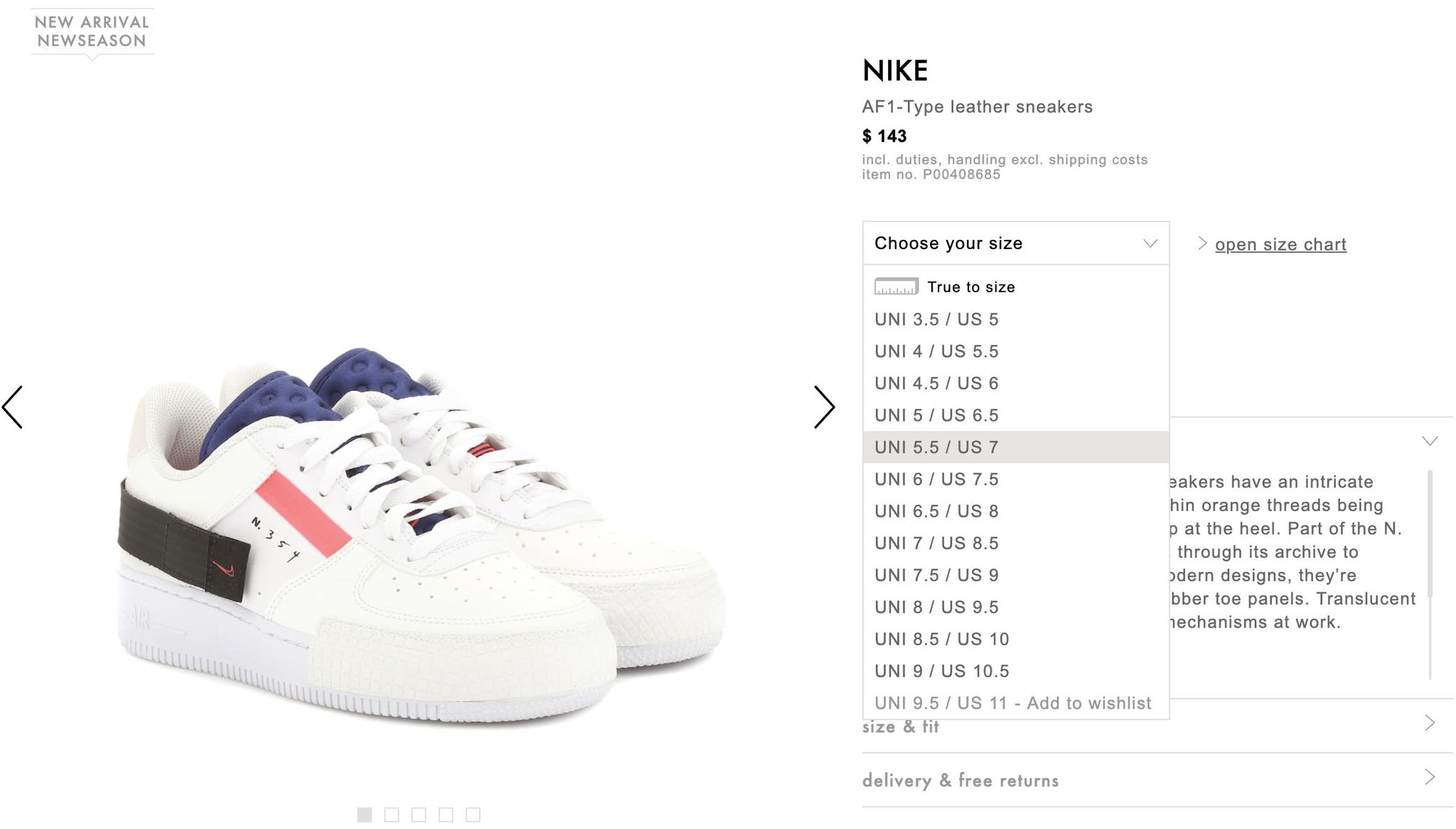 af1 size chart