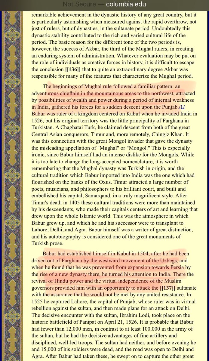 3/n S. M. Ikram writes in his book “Muslim Civilization in India” that “Babur paid attention towards India only because he had lost everything in Samarkand “ (paraphrased).Details in Snippet. The link to the book: http://www.columbia.edu/itc/mealac/pritchett/00islamlinks/ikram/part2_10.html