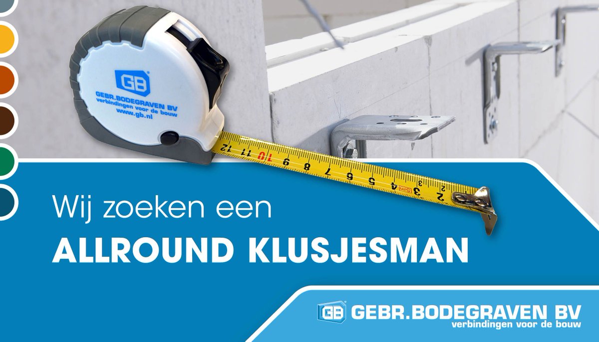 GebrBodegraven's tweet image. GB zoekt een Allround klusjesman
Bekijk onze vacature op buff.ly/2lcNsJV en solliciteer vandaag nog!