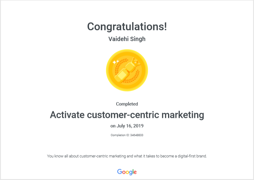 contactMS's tweet photo. Earned Customer-centric Marketing Certification from #Google Academy. 😍😍

#LearningNeverStops #DigitalMarketing #marketing #marketingstrategy #marketingdigital https://t.co/SgbKbvDsVL