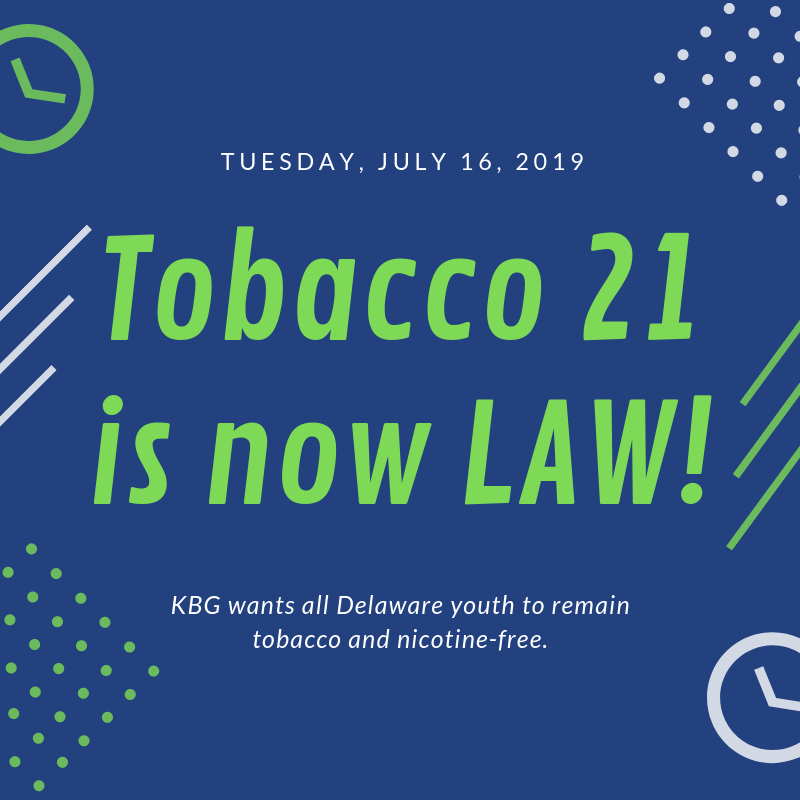KBGdelaware's tweet photo. Today is the day! You must be 21 years or older to purchase any tobacco products in Delaware. We fought for this change because it will save youth lives across the state. #KBGde #T21
Thank you @JohnCarneyDE @BryanTownsendDE @Delcollo4DE @NicolePoore12 @griffith4del @RepLonghurst https://t.co/v0IkvJmr6D