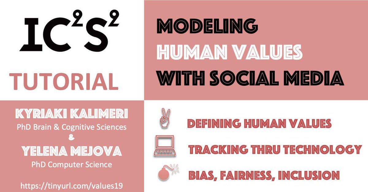 yelenamejova's tweet photo. Looking forward to the #ValuesWorkshop at @IC2S2 tomorrow! Come join us! @KyriakiKalimeri https://t.co/Qx6l5sZ86K