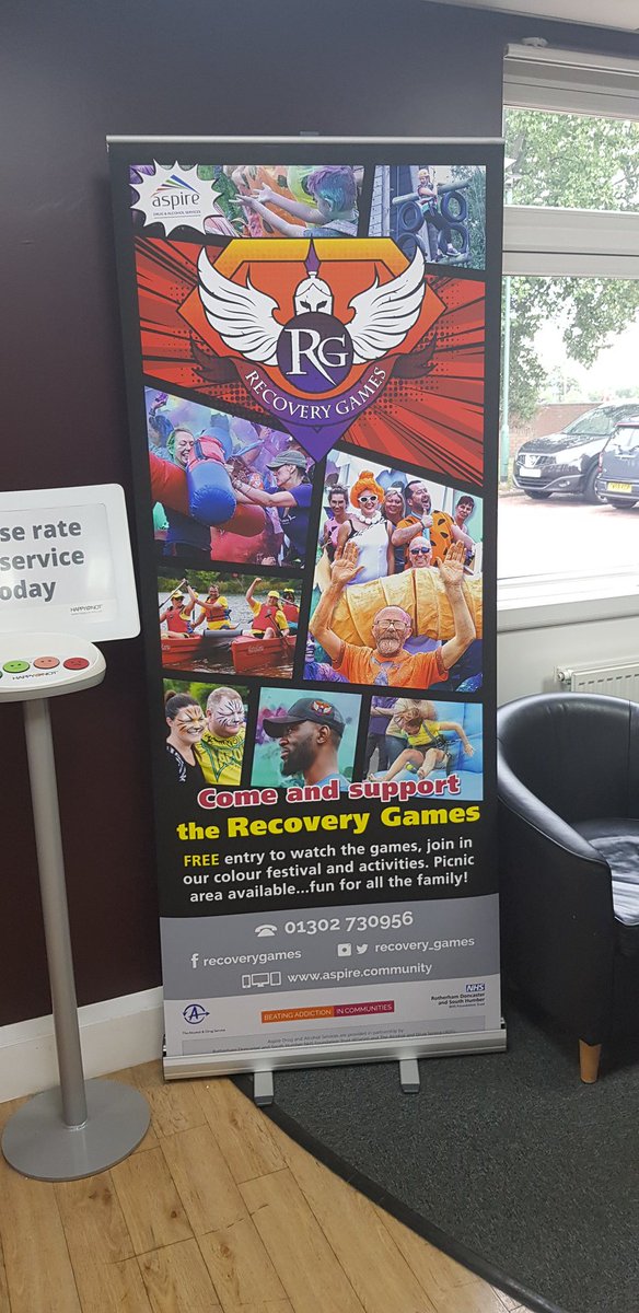 New banner in the home of the Recovery Games <a href="/newbeg_aspire/">New Beginnings- Aspire</a> <a href="/Aspire_Recovery/">Aspire</a> #RG19 #doncasterisgreat by our very own print and design team.