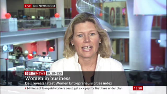 DellTechUK_'s tweet photo. Chief Digital Officer @margaretemcgrat spoke to BBC news about the Women Entrepreneur Cities Index, which ranks 50 cities on their ability to foster women owned businesses. Get the full #WECities report here: https://t.co/zDn7PUP5fA #WomeninSTEM #DWEN https://t.co/SAdIW2Sx0W