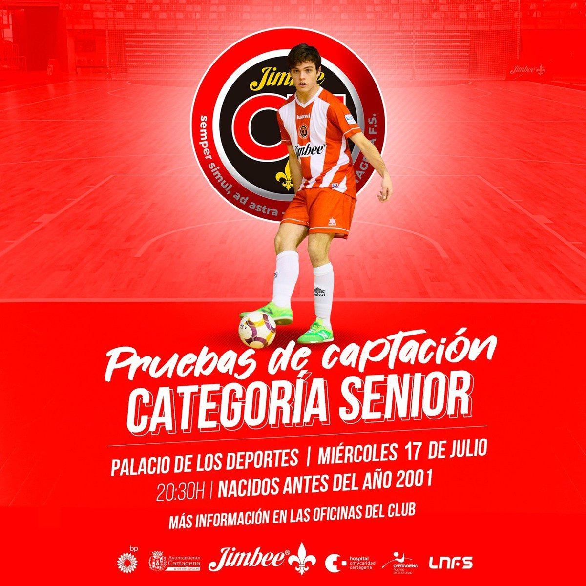JimbeeCartagena's tweet photo. Este miércoles, nueva cita
📆Continuamos con las pruebas de captación para nuestro equipo senior @FEDCartagenaFS.
⚽☺️ https://t.co/qykZK6sWp7