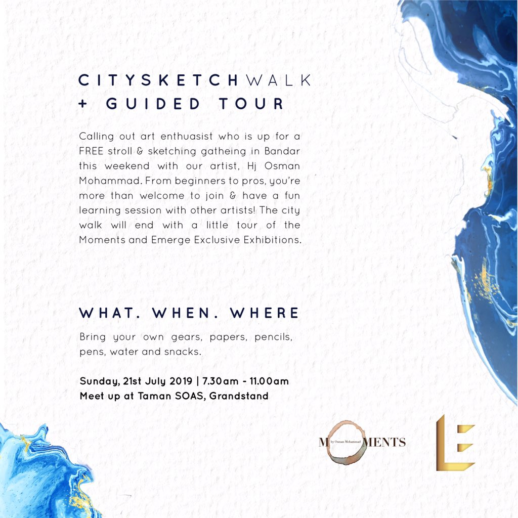 creativespacebn's tweet photo. We’re doing something fun this Sunday during Bandarku Ceria!! 😍🙌🏻 Join us for a City Sketch Walk with Osman Mohammad and network with other artists. ✨✨ https://t.co/pw0LaY6XwF