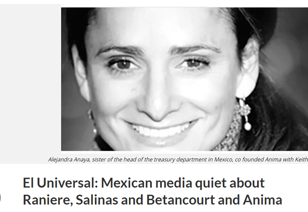 16/ Anima, INC co-founder (&  #NXIVM member) Alejandra Gonzalez Anaya: - Sister of Jose Gonzalez Anaya- on President Enrique Pena Nieto's administration (SS, then Finance Minister)- former PEMEX CEO- ALSO Brother-in-law to former President Carlos Salinas!