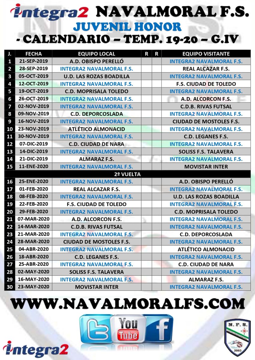 NFSCantera's tweet photo. 💙 OFICIAL 💙 

Ya tenemos nuestro calendario  de nuestro División de Honor para la próxima temporada.
Deseando comenzar otra ilusionante y apasionada temporada, con el reto de volver como mínimo, a  realizar la gran temporada del año pasado.

#VamosNavalmoral
#IlusiónAzul https://t.co/Y1yoXnzEUk