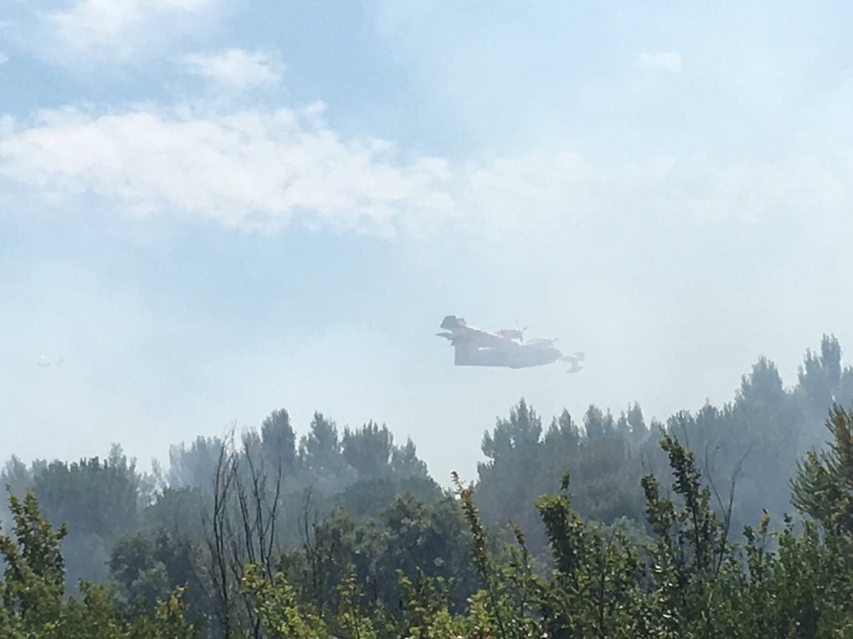 Prefet11's tweet photo. Feu en cours #Trèbes #Rustiques
30 hectares consumés
#population à l’abri
autre largage à venir par les 4 canadairs https://t.co/1oFgUGgl4w