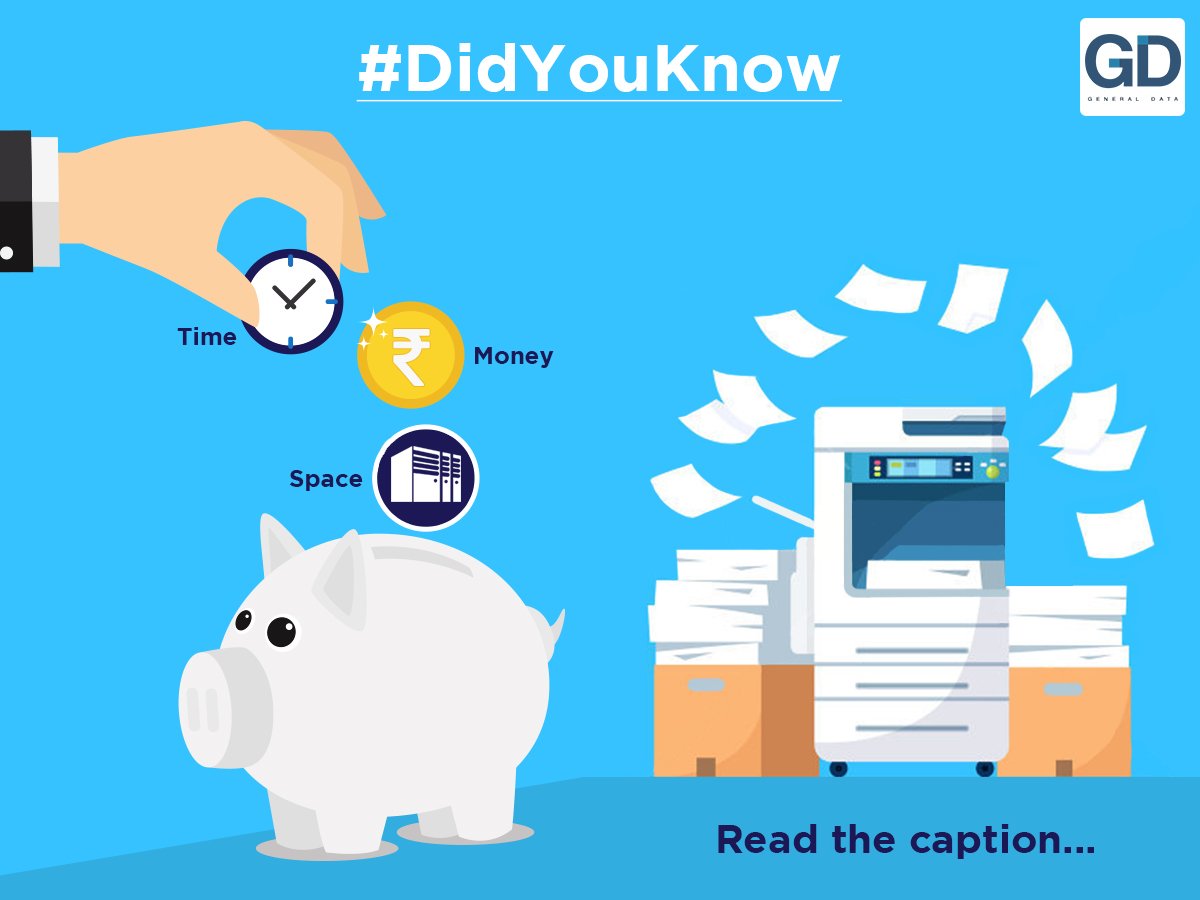 GeneralData's tweet image. #DidYouKnow that every 12 filing cabinets require an additional employee to maintain them? Save time, space and money with Document Scanning services. Contact us now- gdata.in/information-ma…

#Documentscanning #scandocuments #informationmanagement
