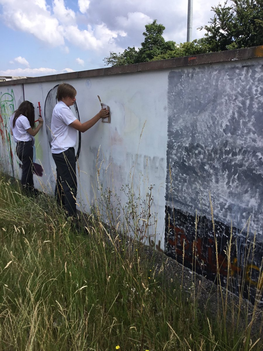 MerchantsAc_Art's tweet photo. @MerchantsAc  10C were feeling very inspired after seeing @JohnDohArt some what controversial art work this morning that they wanted to get out and create their own. #creativity #art #streetart #youngminds https://t.co/O470ek0NKe