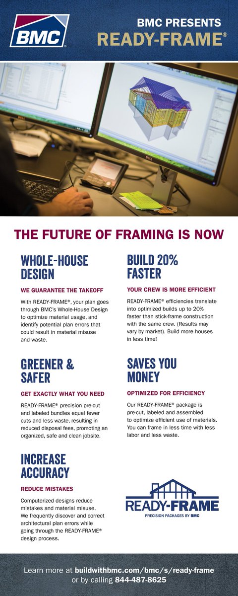 davematthewjr's tweet photo. We're really proud of our #ReadyFrame system because of how it can help our customers. Here's an infographic highlighting the benefits of this innovative system. Learn more about BMC's Ready-Frame here: https://t.co/H0SgSzVDc9 #buildwithbmc https://t.co/PTiJAuqj6w