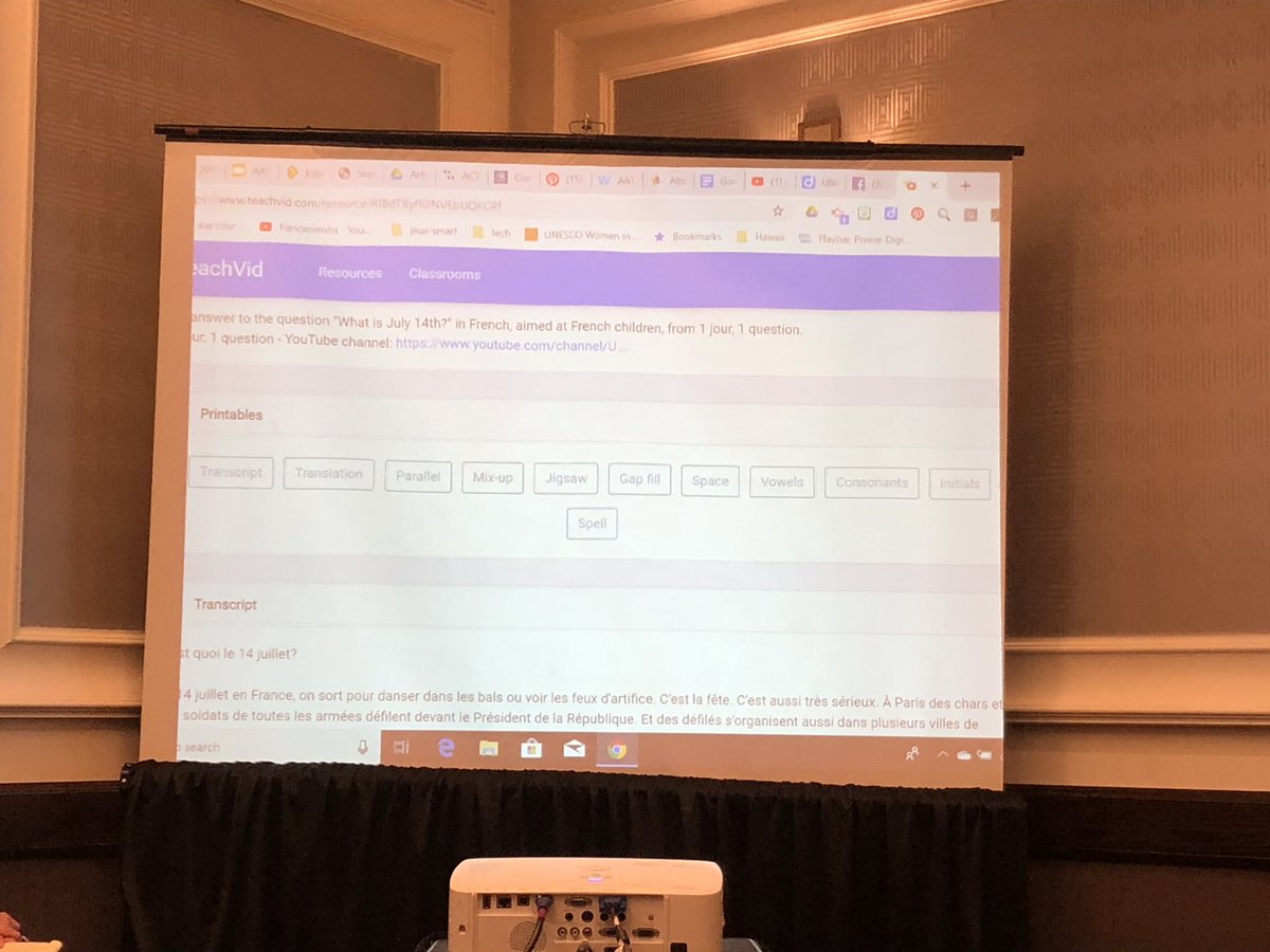 htrude07's tweet image. Another amazing resource to try out for authentic resources with activities is TeachVid. Merci @CatherineKU72! #aatf19 @AATFrench