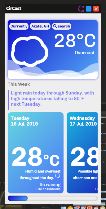 cirlormx's tweet photo. Take a look at my new app. Built for PC & Mac.
I use Electron.js and Javascript, this was an exciting period.
#CirCast for Weather ⛈️
@JNYBGR @kidaa007 @js_tut @hackSultan @electronjs https://t.co/1SrURS51cj