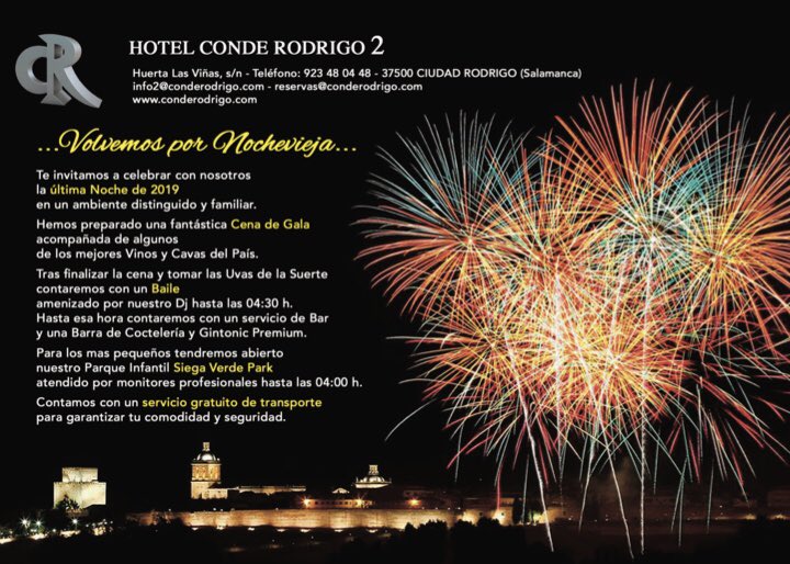 bodapremium's tweet photo. Noche Vieja en Hotel Conde Rodrigo 2... No hay mejor plan para despedir el 2019!!!! 🥂✨💫 #hotelconderodrigo2 #nochevieja #nochevieja2019 https://t.co/eRvHaGG6Ju