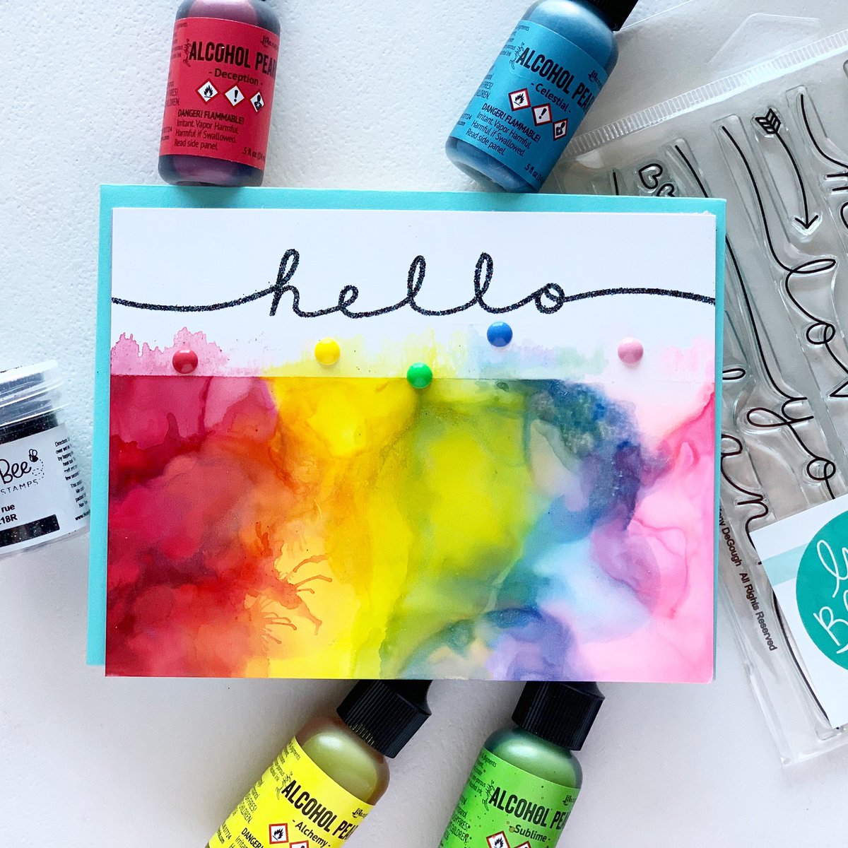 I LOVE bright colors, do you? 
❤️🧡💛💚💙💗. #inkblotshop #alcoholpearls #rangerink #wowembossing #calledtocreate #maker #diy #diycards #handmadecards #handmade #custommade #greetingcards #craft #cardmaking #cardmaker #creative #makingcards #cardmakinghobby #christiancreative