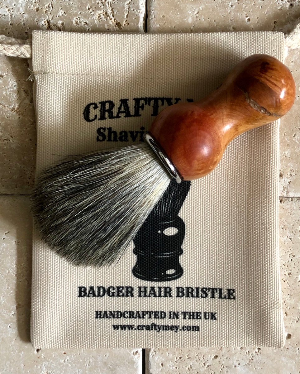 Handcrafted Burl Shaving Brush, Tree Root Wooden Body with Chrome Accents, Includes Canvas Storage Bag etsy.me/2kbTw5b #bathandbeauty #shavinggift #shave #shavingbrush #shaving #mensgrooming #handmadeshaving #thedandygent #shavingcream