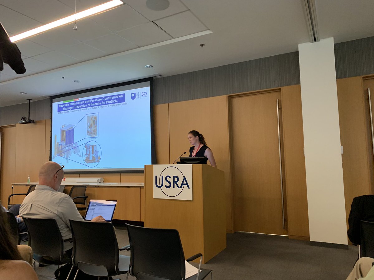 paulvans's tweet photo. @Hannah_Sargey presenting about her PhD work on water extraction from lunar regolith. https://t.co/lEmSMjy8VT