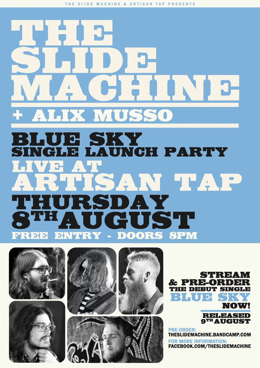'Blue Sky' single launch party at Artisan Tap! 8th August!