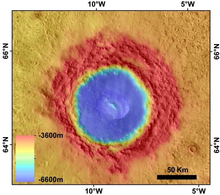 #ResultatScientifique 🔎 Un cratère à l’origine d’un #tsunami dans un océan sur #Mars il y a 3 milliards d’années 🌊 🔴 ➡️ buff.ly/2LmLzGr 🤝 @GEOPS_Orsay #LMV #LGP 📙 @jgrplanets | buff.ly/2SgXAxL