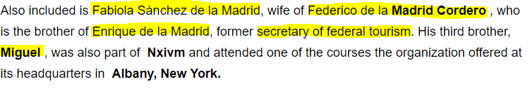 17/ Anima INC had friends in high places $$$:Secretary of Tourism: President Enrique Peña Nieto•(2012–2015) : Claudia Ruiz Massieu (Carlos Salinas Niece, Emiliano's cousin!)•(2015–2018) : Enrique de la Madrid Cordero , son of former President & brother of  #NXIVM members!